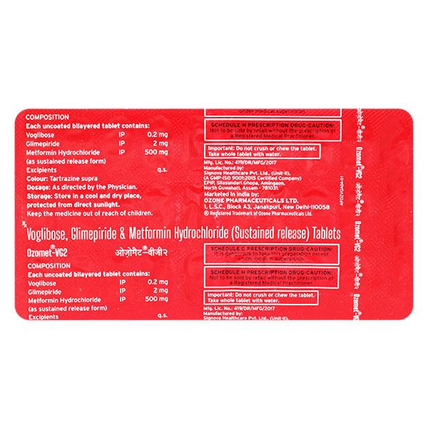 Ozomet VG 2mg Tablet 30'S : Price, Uses, Side Effects | Netmeds
