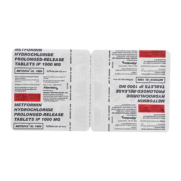 METOFIX XL 1000mg Tablet 15's Price, Uses, Side effects, Substitutes ...