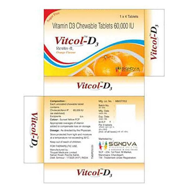 Vitcol D3 Tablet 4's Price, Uses, Side effects, Substitutes | Netmeds