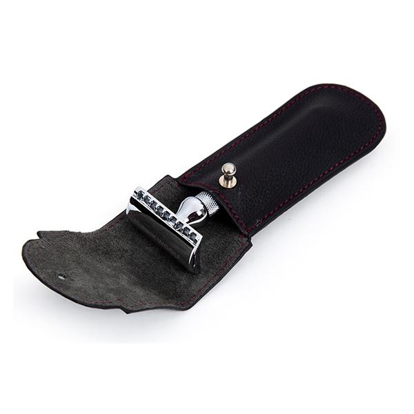 Pink Woolf Genuine Leather Razor Cover - Black