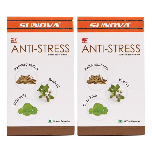 Sunova Anti Stress Veg Capsule (Pack of 2 x 60's) 1's Online at Best ...