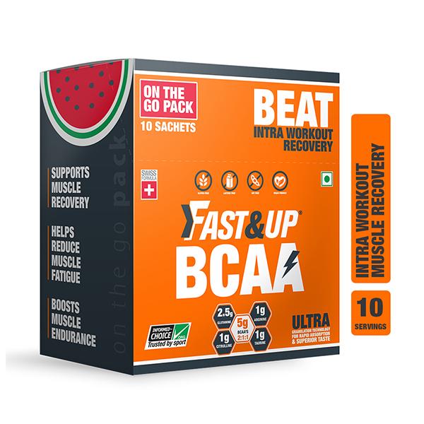 Fast&Up BCAA On The Go Supplement Powder - Watermelon Flavour (Pack of ...