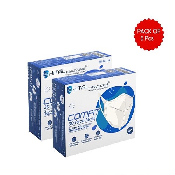 Shital Comfit 3D Face Mask - White (Pack of 5) Online at Discounted ...