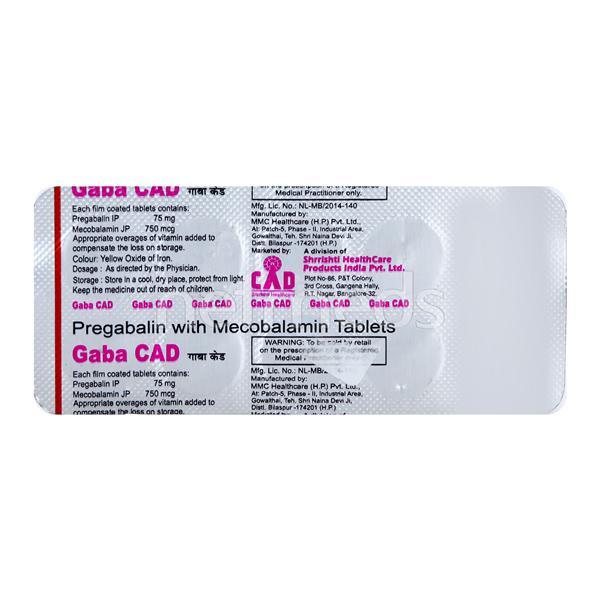 Gaba CAD Tablet 10'S Price, Uses, Side effects, Substitutes | Netmeds