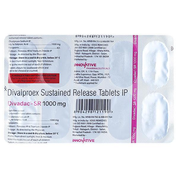 DIVADAC SR 1000 Tablet 10's Price, Uses, Side effects, Substitutes ...