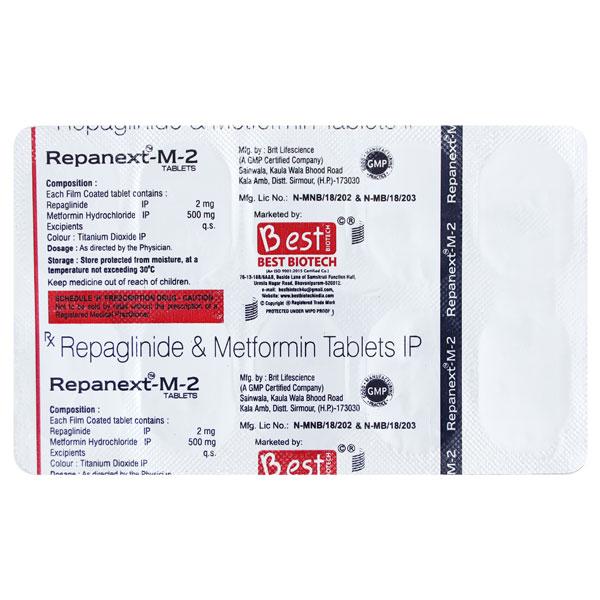 REPANEXT M 2 Tablet 10's Price, Uses, Side effects, Substitutes | Netmeds