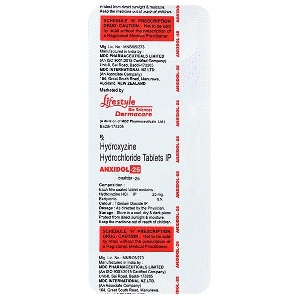 ANXIDOL 25 Tablet 10's Price, Uses, Side effects, Substitutes | Netmeds