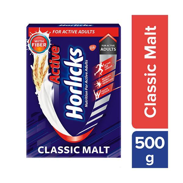 Horlicks Active Powder - Classic Malt Flavour 500 gm (Refill Pack)