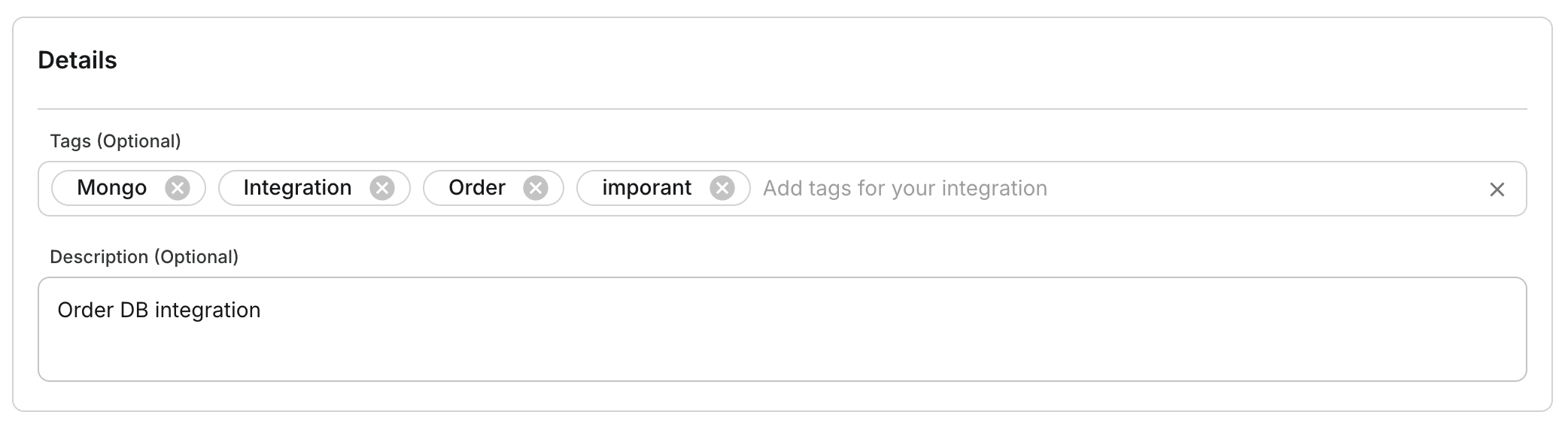 Tags & Description