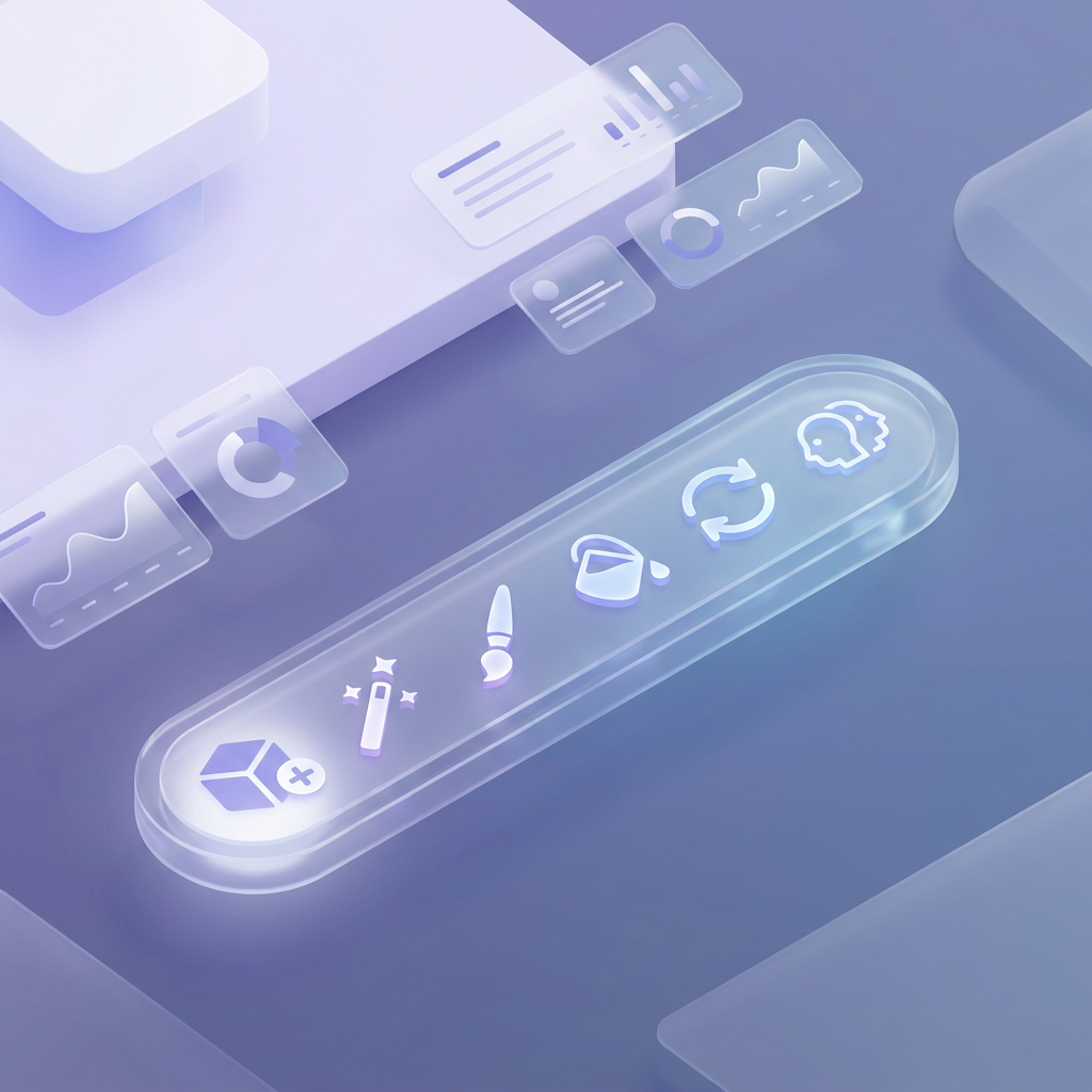 Persona editor bottom toolbar with insert, brush, recreate, and character swap actions