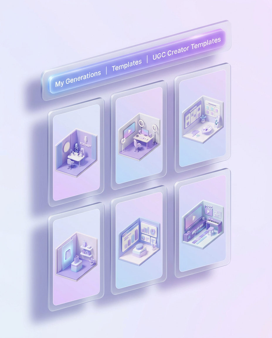 Templates and My Generations tab strip in the UGC Content Studio