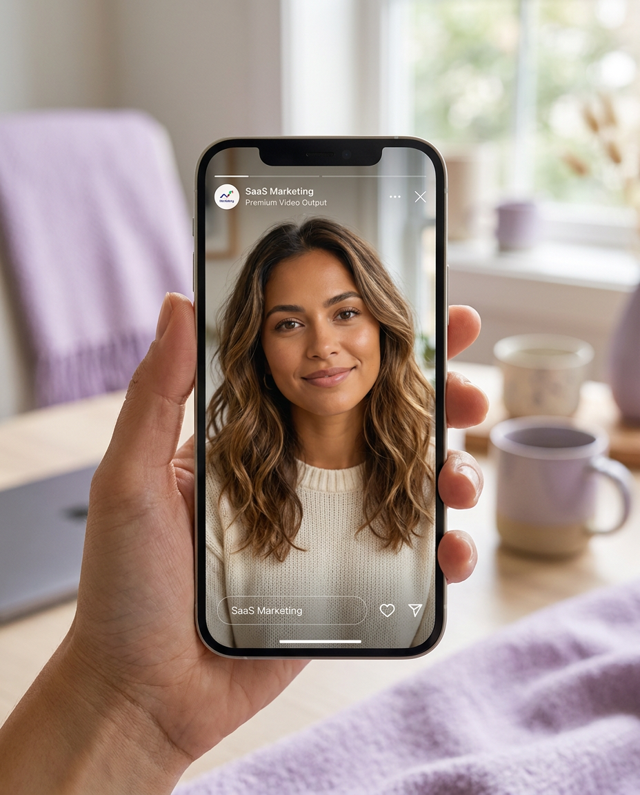 Vertical-first 9:16 UGC video output for Reels, TikTok, and Shorts