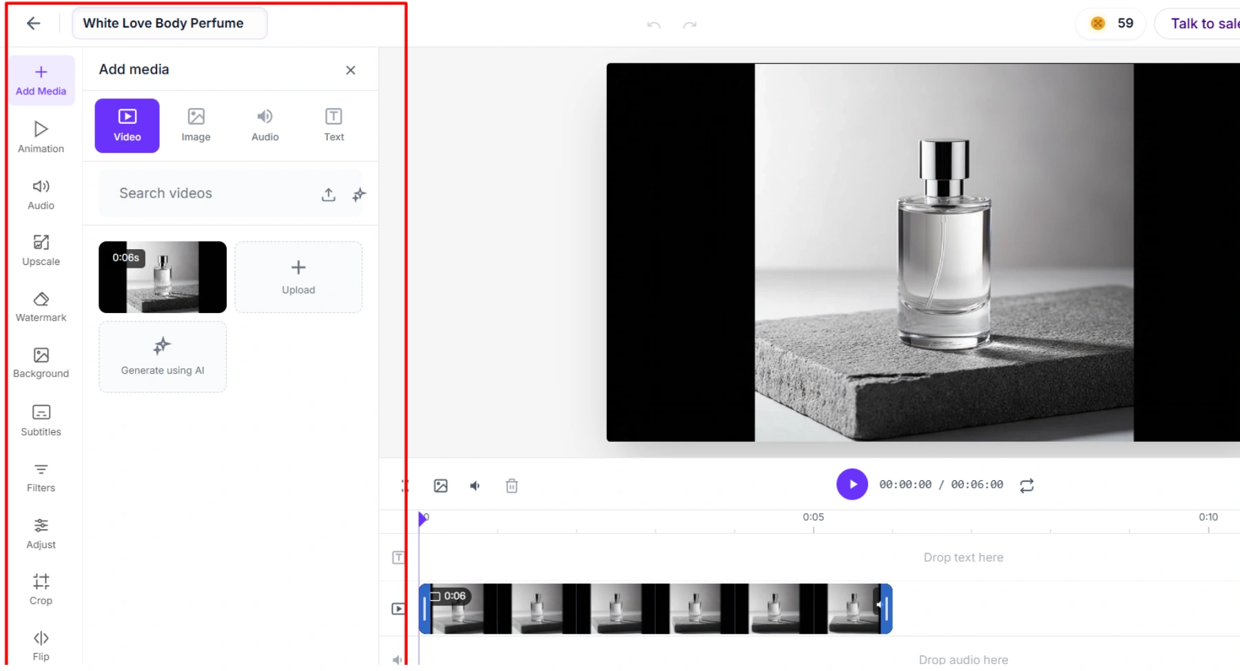 AI video editor tool interface for optimizing final video exports