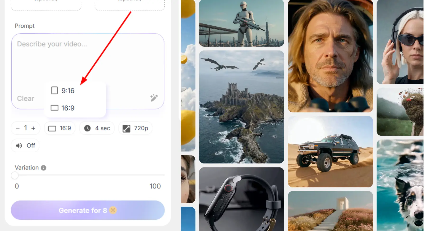 AI video editing workflow aspect ratio options for multiple platforms