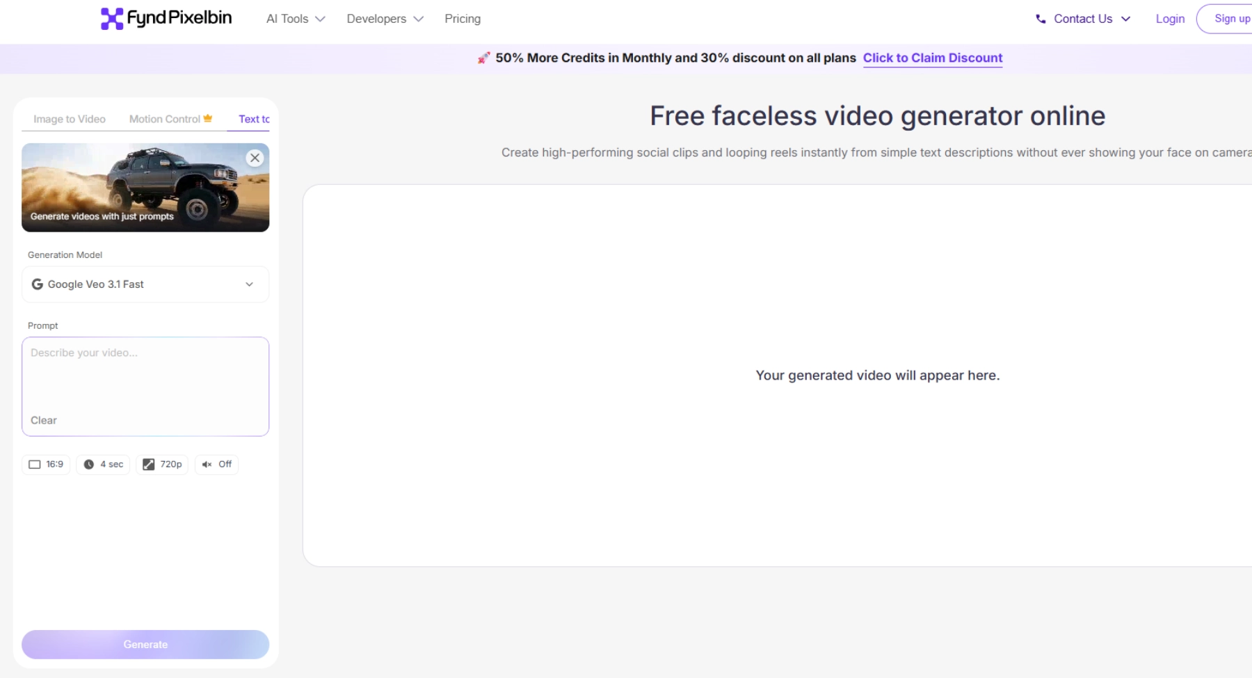 Log in to Pixelbin and open the console