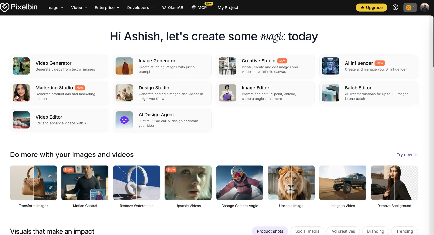 Log in to Pixelbin and open the console