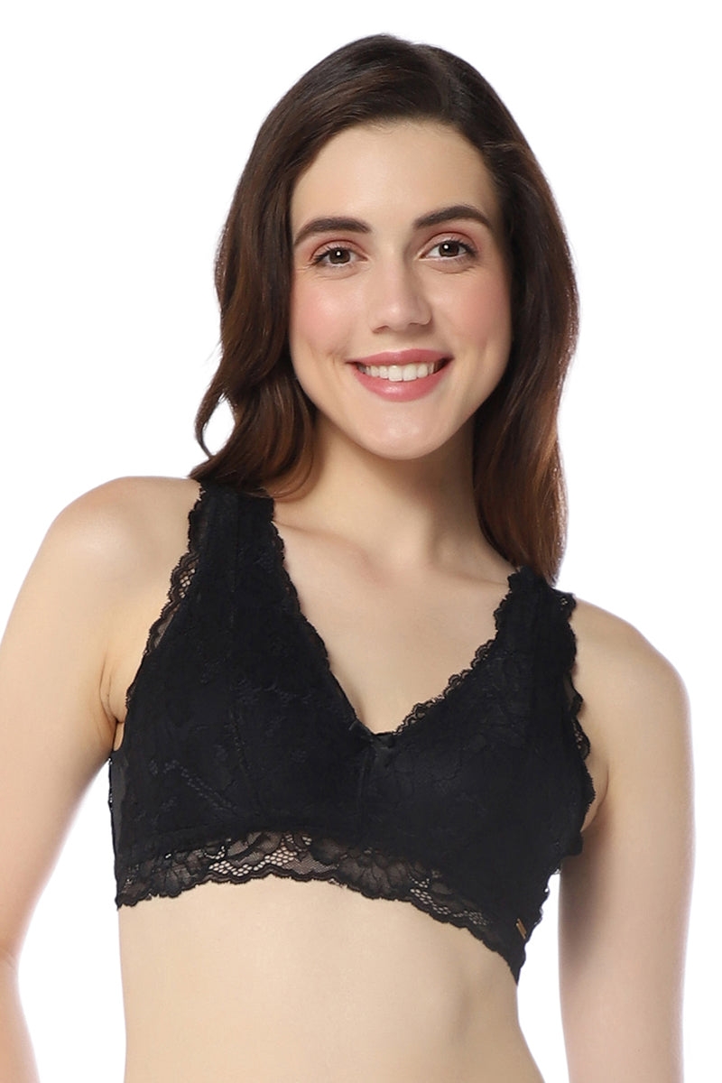 Chic Lace Non-Padded Non-Wired Bralette - Black
