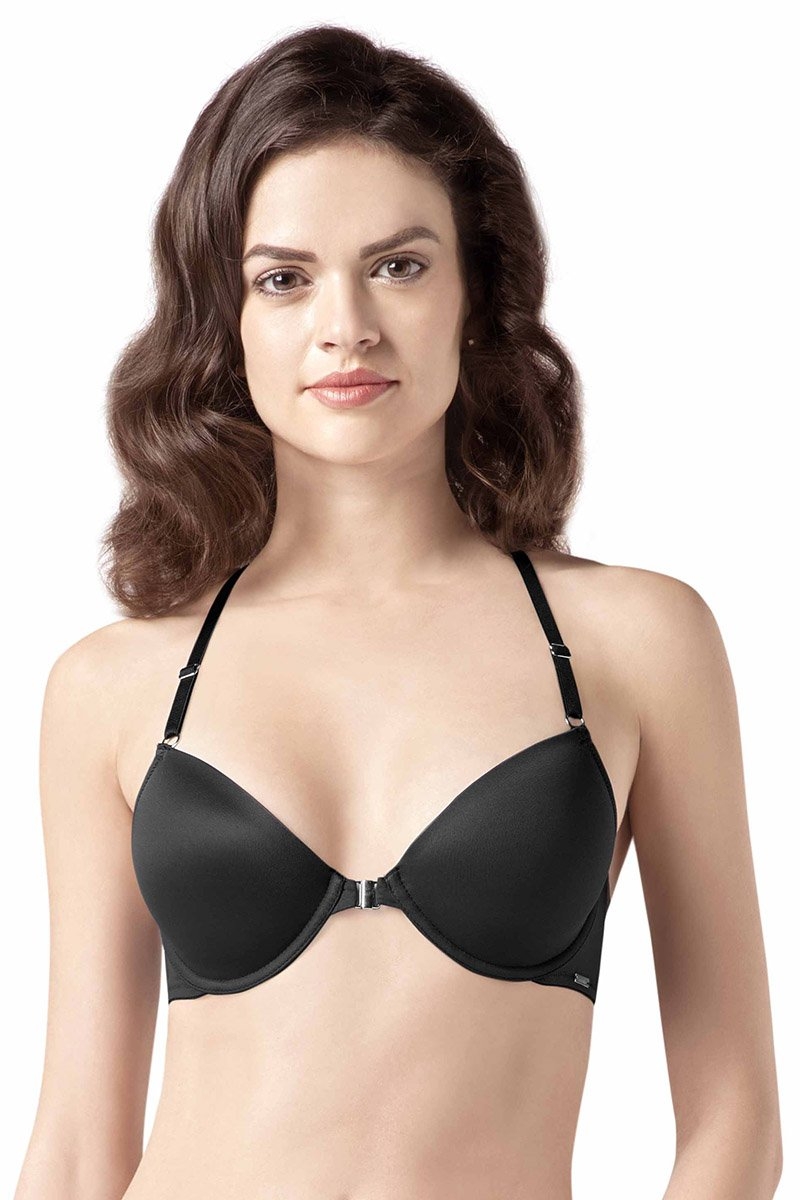 Chic Crochet Padded Wired Racerback Bra - Black