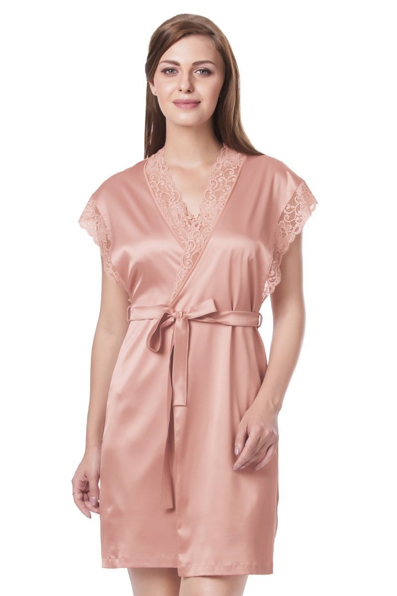 Bridal Bliss Lace Robe - Rose Tan