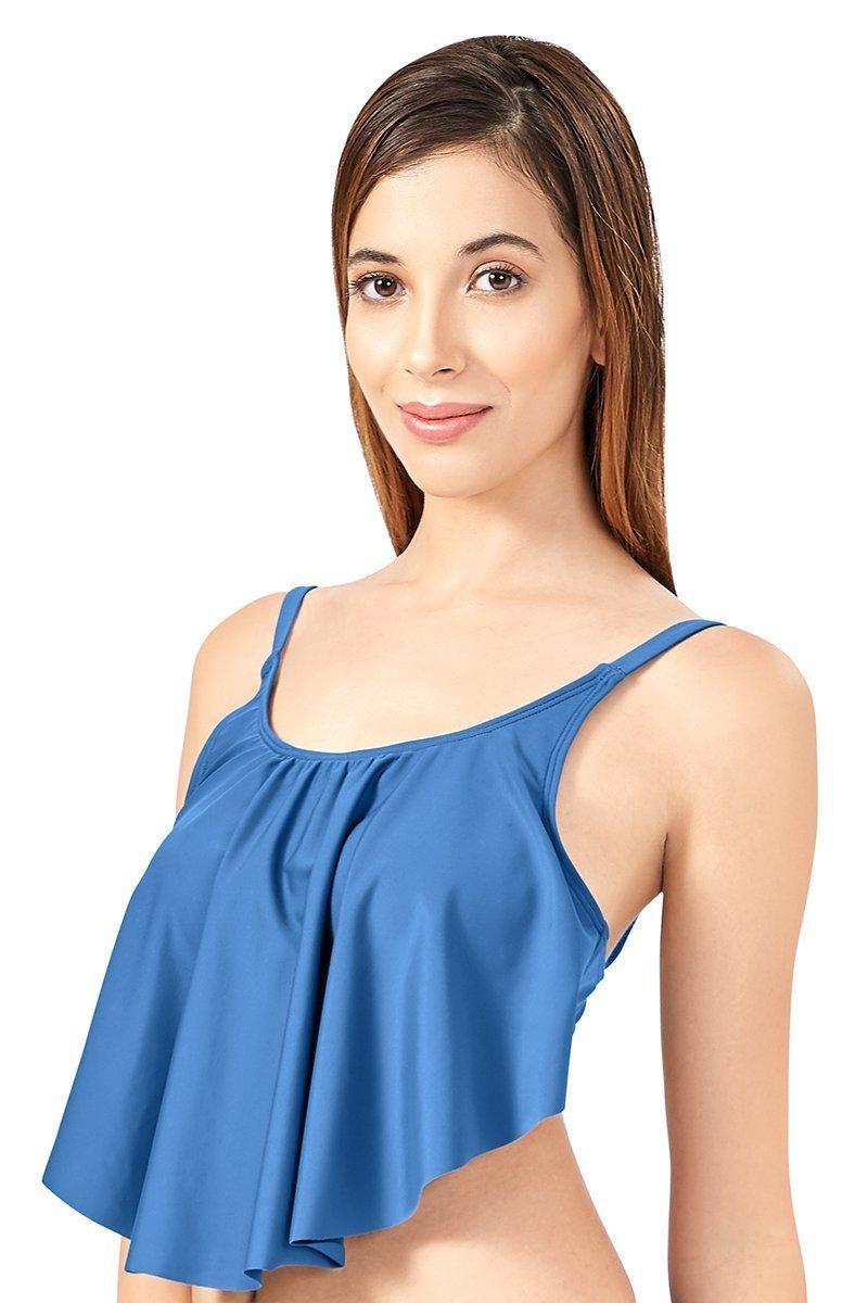 Flounced Swim Crop Top - Globe