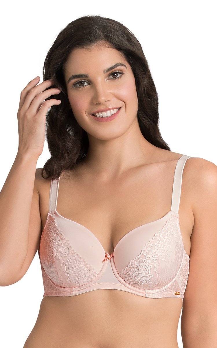 Ultimo Vintage Beauty Padded Wired Full Cover Bra - Laced Cloud Pink